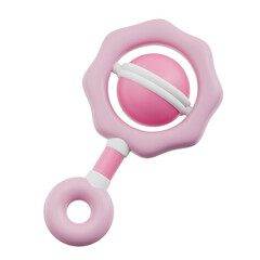 3D Pink Baby Toys Icon Cute Nursery Kids Children Rattle Bottle Pacifier Building Blocks and Plush Bear Ornament Decoration 