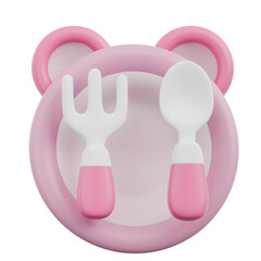 3D Pink Baby Toys Icon Cute Nursery Kids Children Rattle Bottle Pacifier Building Blocks and Plush Bear Ornament Decoration 