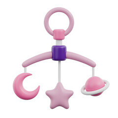 3D Pink Baby Toys Icon Cute Nursery Kids Children Rattle Bottle Pacifier Building Blocks and Plush Bear Ornament Decoration 