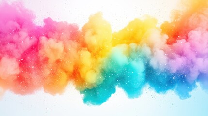 Fototapeta premium Colorful abstract cloud rainbow artistic background. Vibrant explosion, multicolored spectrum, dreamy pastel. Fantasy cloud, creative texture, digital design, modern celebration, vivid light, joyful