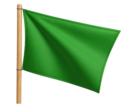 Green Marker Flag on Wooden Stick, isolated on transparent background PNG - Powered by Adobe