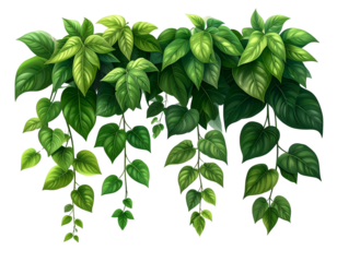 Hanging Tropical Vine Border, isolated on transparent background PNG