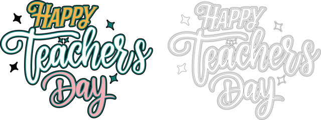 A vibrant Teachers’ Day illustration with books, science symbols,Creative Teachers’ Day poster featuring education, science, and learning elements and glowing knowledge radiating from a teacher figure