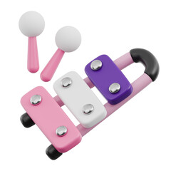 3D Pink Baby Toys Icon Cute Nursery Kids Children Rattle Bottle Pacifier Building Blocks and Plush Bear Ornament Decoration 