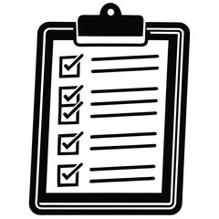 clipboard with checklist flat vector on white back.eps