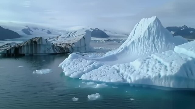 Glacier icebergs floating water