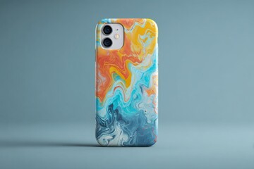 Obraz premium Colorful Abstract Marble Phone Case on Solid Background