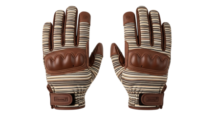 Striped Motorcycle Gloves with Leather Accents graphic