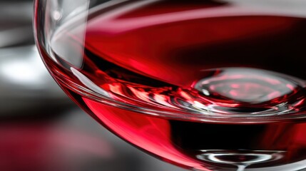 french red wine close up, elegant glass, deep ruby color, reflections of light, fine dining atmosphere
