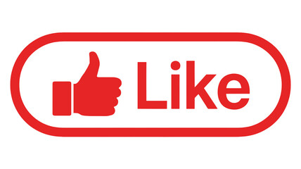 Red like icon with thumb up for social media marketing engagement success