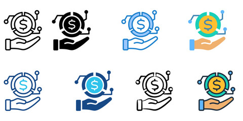 Asset allocation icon set multiple style collection 
