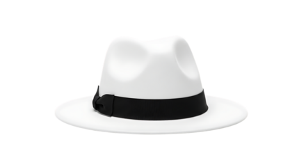 White Fedora Hat with Black Band fashion accessory
