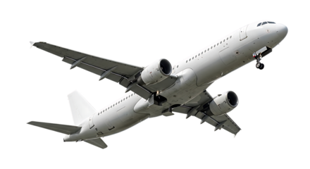 White Passenger Airplane Ascending Against Black Background