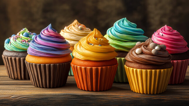 cupcakes with cream and sprinkles cupcakes with frosting festive - Powered by Adobe