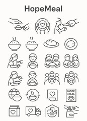 HopeMeal Icon Set Depicting Food, Charity, and Community Support for Those in Need