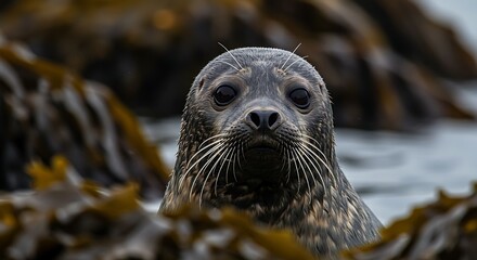 Seal closeup coastal scene