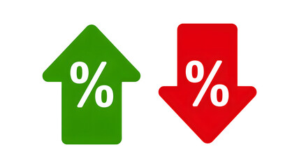 Rising profit versus losses shown with arrows and percentage signs