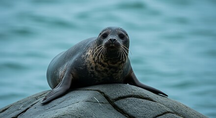 Seal on rock ocean