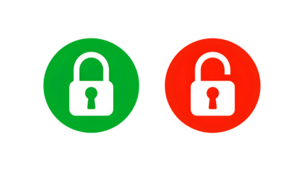 Secure versus insecure padlock icons offering safety and privacy options