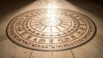 Circular Floor Design with Symbols and Light Spot