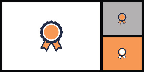 Blue and Orange Award Ribbon Medal for Winner and Quality Guarantee