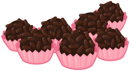 Brigadeiros de chocolate com granulado de chocolate