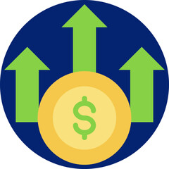 Obraz premium Increase icon for economy macro, business, website, application, printing, document, poster design, etc