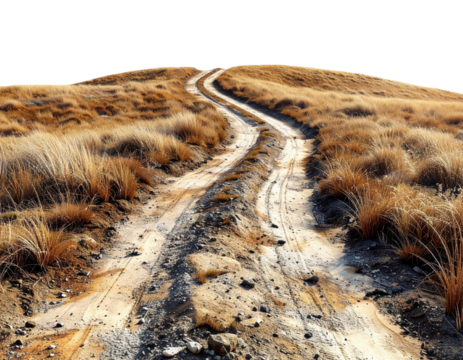 Curved Rural Dirt Path with Textured Earth, isolated on transparent background PNG
