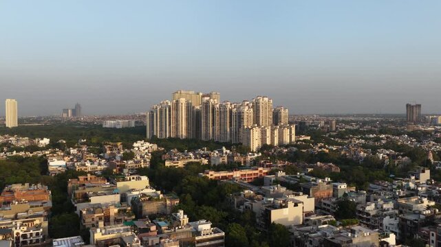 aerial view of residential building in new delhi, India 4k footage 