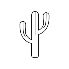 Illustration of a saguaro cactus outline on transparent background