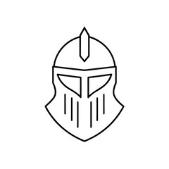 Obraz premium Outline drawing of a medieval knight helmet on transparent background