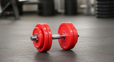 Fototapeta premium Red dumbbell isolated on white background