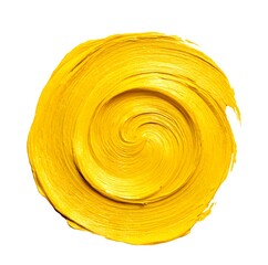 A glowing and vibrant spiral of yellow paint.