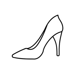 Outline drawing of a high heel shoe item on transparent background