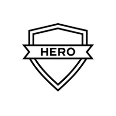 Obraz premium Hero badge emblem with ribbon and text hero on transparent background