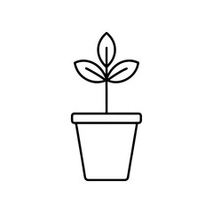 Obraz premium Plant with three leaves in a simple pot on transparent background