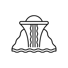 Outline drawing of a water fountain icon on transparent background