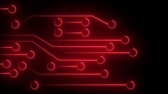 Glowing Neon Circuit Lines Animation. Animated Glowing Neon Circuit Board Lines. Glowing Electronic Pathways for Tech Design, UI Elements, and Motion Graphic . Bright  Electronic Connections. 4k .....