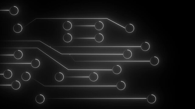 Glowing Neon Circuit Lines Animation. Animated Glowing Neon Circuit Board Lines. Glowing Electronic Pathways for Tech Design, UI Elements, and Motion Graphic . Bright  Electronic Connections. 4k .....