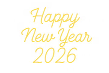 Yellow script text happy new year 2026 greeting