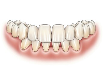 Human Teeth with Realistic Gum Line and Detailed Anatomy on White