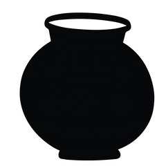 Cute cartoon hand drawn vector clay pot silhouette.