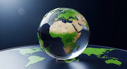 Low Poly Earth Globe Displaying Continents Placed Upon Matching Map Art Surface