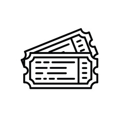 Two stylized black and white outline tickets for an event or admission