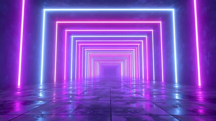 Futuristic Neon Tunnel Seamless Grid