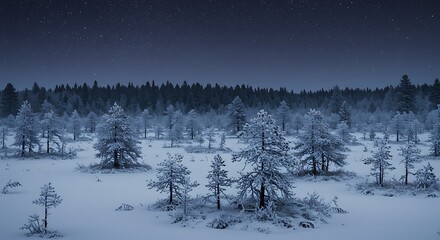 Fototapeta premium Winter forest landscape snowy trees