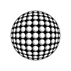 Abstract black and white golf ball with dimple pattern illustration