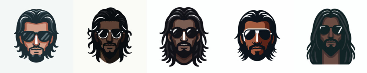 Avatar of a man with long hair wearing sunglasses, dark skin, cool expression