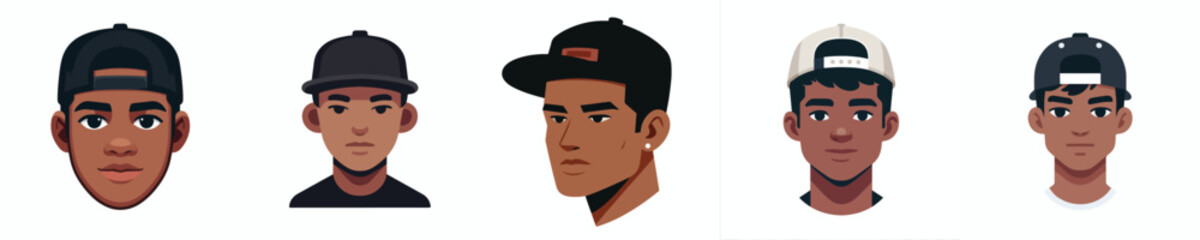 Obraz premium Avatar of a man with black crew cut hair wearing a snapback hat, tan skin, relaxed expression