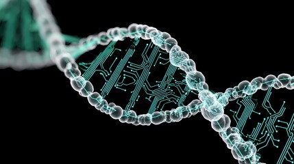 DNA Helix With Circuit Lines